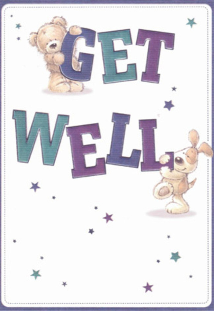 Brimming with gentle encouragement, this illustrated get well card brings together the simple joys of Whetstone's community spirit, as if inspired by the laughter echoing in local green spaces. The delightful duo-a cosy, amber-brown bear and a floppy-eared puppy, eyes sparkling with hope-occupy centre stage. Above, the bear lovingly braces the word 'GET,' rendered in lush gradients of plum and teal, while the puppy nestles sweetly beneath 'WELL,' the vibrant letters seeming to bounce with every glance. Star motifs, scattered like wishes from the night skies over Whetstone, fill the white expanse with a celebratory mood that mirrors the feeling of sending flowers to uplift a friend on Totteridge Lane. The tactile depiction of fluffy fur and velvety ears creates an inviting sense of touch-even without scent, one is reminded of a bouquet's softly layered petals. As light pours onto the card, it amplifies a sense of clarity and cleanliness, much like the peaceful streets after summer rain. The entirety radiates reassurance and genuine care-thoughtfully crafted details, warm colours, and expressive faces all working in harmony to turn a simple message into an emotional embrace. Ideal for pairing with a hand-delivered bouquet, this card infuses every well wish with the comforting energy and optimism that define Whetstone's close-knit neighbourhood, letting loved ones know they are held in gentle, encouraging thoughts.